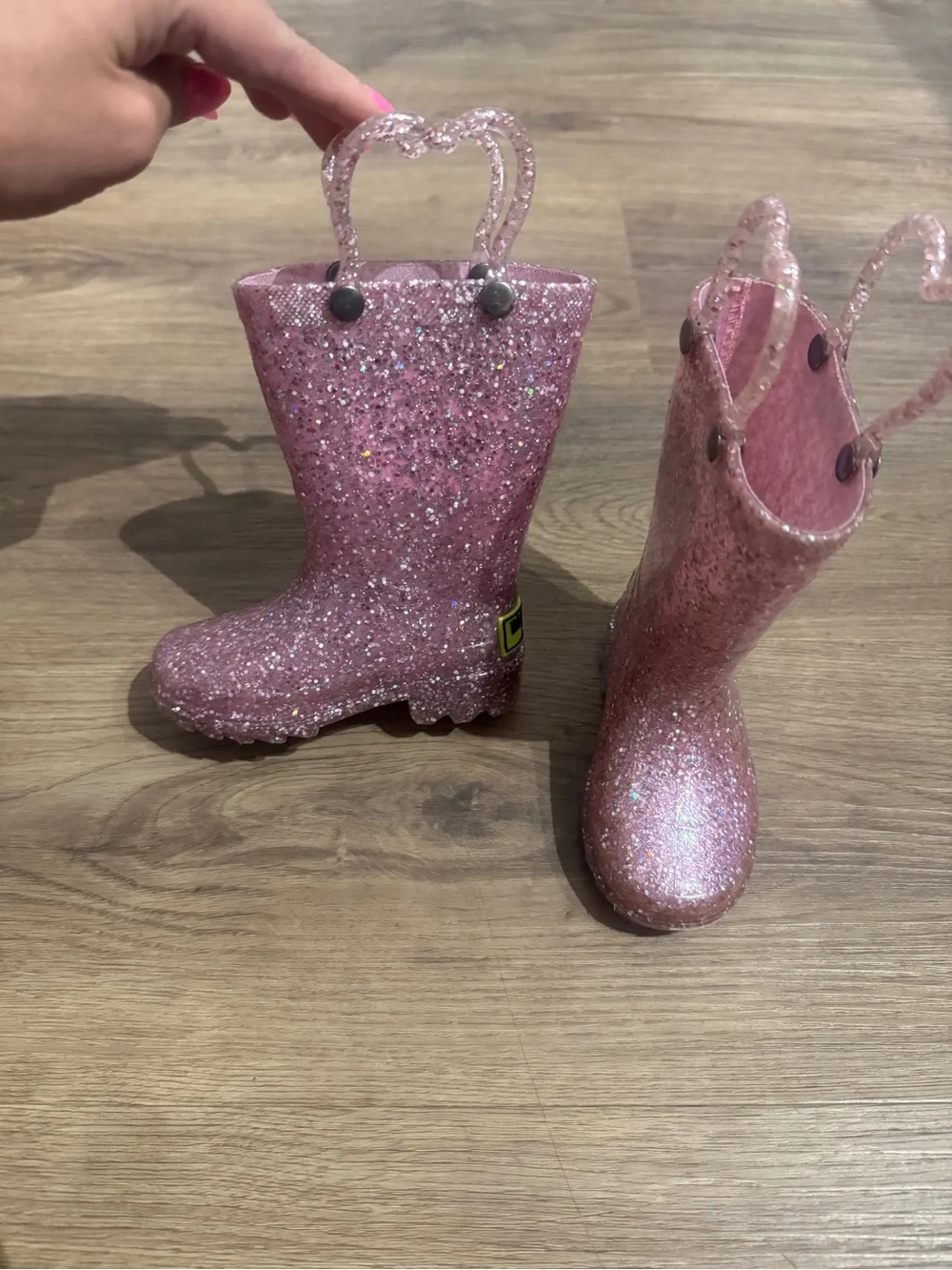 Western Chief Pink Glitter Kids Rain & Snow Boots with Handles